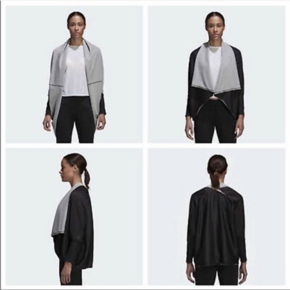 ADIDAS TWIST AND TURN REVERSIBLE CARDIGAN WRAP PONCHO GRAY BLACK SIZE LARGE EUC - Picture 2 of 6